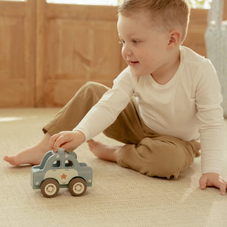 Little Dutch Samochód policyjny FSC – drewniane auto z figurką od 12 miesięcy