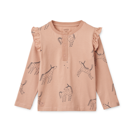 Liewood – Piżama dziecięca dziewczęca z falbankami, bawełna organiczna, długa, jesienna - rozmiar 116 – wyprzedaż