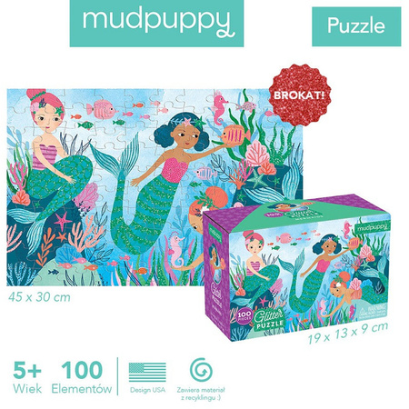 Mudpuppy Puzzle z brokatem Syrenki 100 elementów