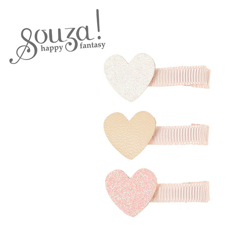 Souza! Spinki do włosów brokatowe serca Bracha pastelowe 3 szt