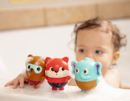 B.toys Squish & Splash – zestaw trzech rozkręcanych sikawek - zestaw ze słonikiem