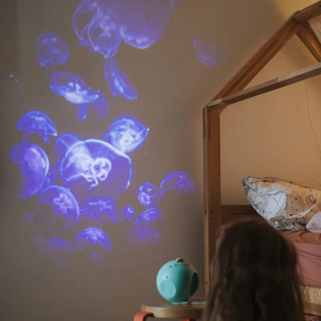 Kidywolf Projektor Ścienny Ocean Kidystar – projektor 360° z muzyką, Bluetooth i dyskami podwodnego świata