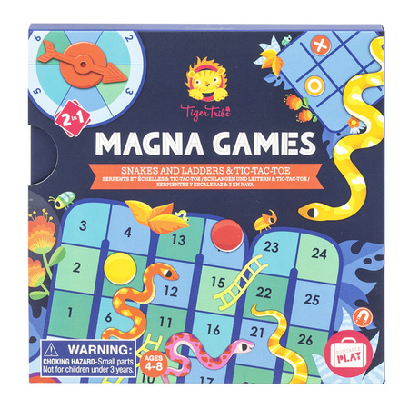 Tiger Tribe Magnetyczne gry podróżne – Węże i Drabiny / Kółko i Krzyżyk