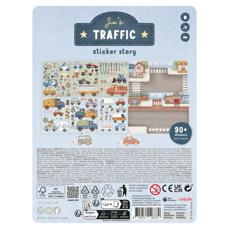 Little Dutch Książeczka z naklejkami Jim na ulicy – kreatywna zabawa z naklejkami dla dzieci 3+