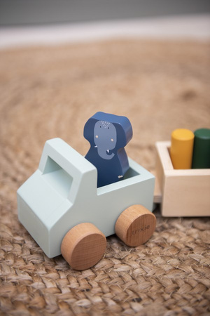 Trixie Zwierzęta Drewniany samochód z przyczepą