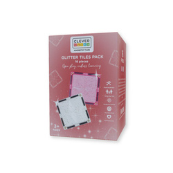 Cleverclixx Glitter Tiles – Brokatowe Klocki Magnetyczne 16 el. | Kreatywna zabawa 3+