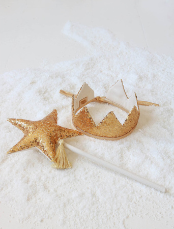 Moi Mili Złote cekiny zestaw korona + różdżka