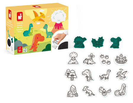 Janod Zestaw kreatywny Stempelki Dinozaury 3+