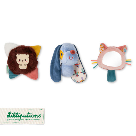 Lilliputiens Zestaw multisensoryczny Piesek Jules – 3 zabawki sensoryczne dla niemowląt 0m+