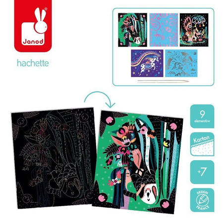 Zestaw kreatywny Do zdrapywania Konie i jednorożce 7+, Janod