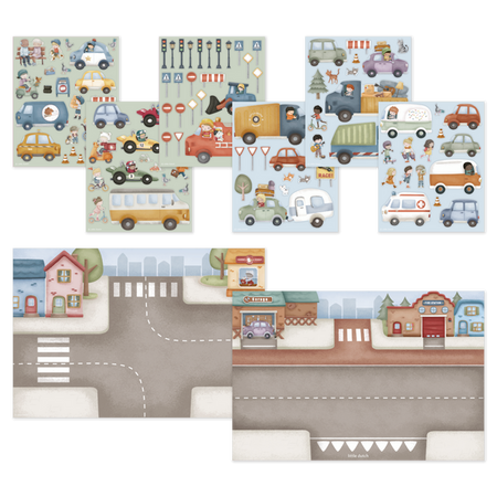 Little Dutch Książeczka z naklejkami Jim na ulicy – kreatywna zabawa z naklejkami dla dzieci 3+