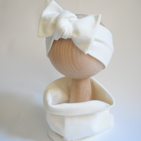 Milenove opaska pin up prążkowana biała-krem