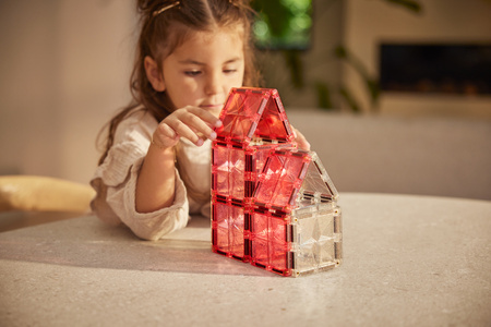 Cleverclixx Glitter Tiles – Brokatowe Klocki Magnetyczne 16 el. | Kreatywna zabawa 3+