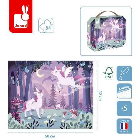 Janod Puzzle w walizce Jednorożce 54 elementy 5+