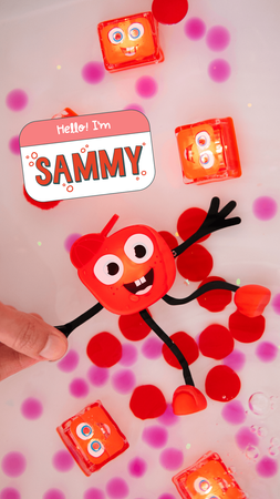 Glo Pals Postać do Kąpieli Sammy + 2 Kostki Sensoryczne Świecące w Wodzie, Czerwone LED 3+