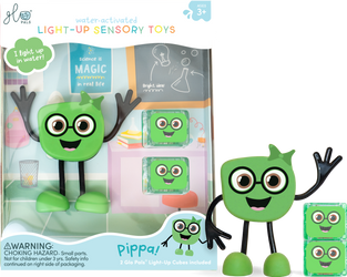 Glo Pals Postać do Kąpieli Pippa + 2 Kostki Sensoryczne Świecące w Wodzie, Zielone LED 3+