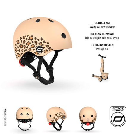 SCOOTANDRIDE Kask XXS-S dla dzieci 1-5 lat Leopard