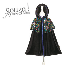 Souza! Peleryna czarna z kapturem i cekinową narzutką kostium Bella