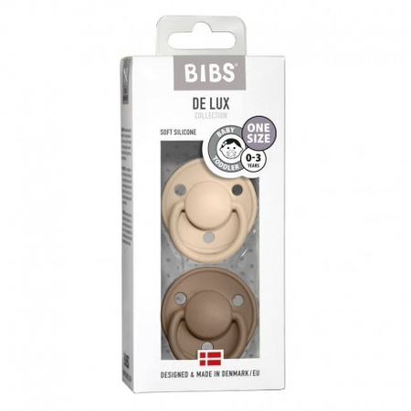 BIBS ONE SIZE DE LUX 2-pack Vanilla/Dark OAK smoczek uspokajający silikonowy