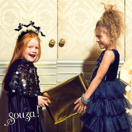 Souza! Peleryna czarna z kapturem i cekinową narzutką kostium Bella