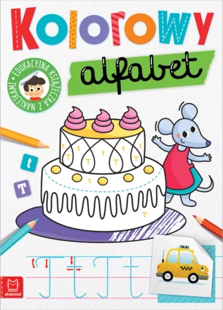 Kolorowy alfabet, książeczka z zadaniami dla dzieci. Edukacyjna książeczka z naklejkami