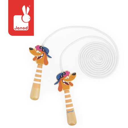 Janod Skakanka z drewnianymi rączkami Piesek Applepop 3+