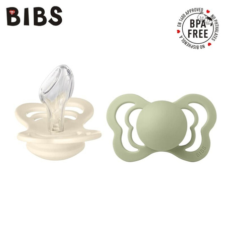 BIBS M COUTURE 2-PACK IVORY & SAGE Smoczek Anatomiczny silikonowy