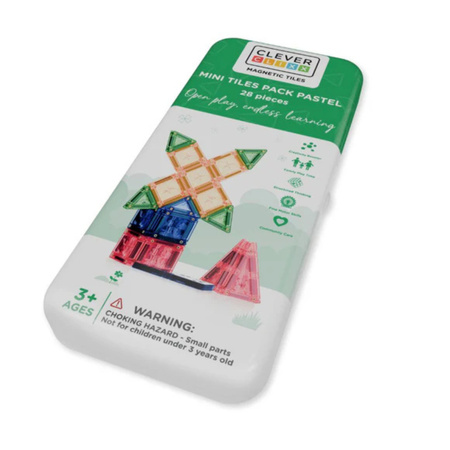 Cleverclixx - Klocki magnetyczne Mini Tiles Pack Pastel - 28 el.