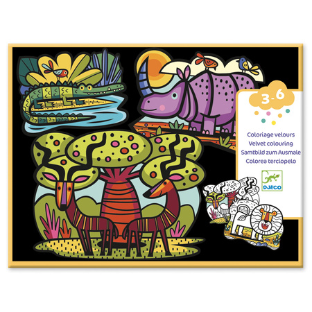 Djeco Welurowe kolorowanki ZWIERZĄTKA SAWANNY