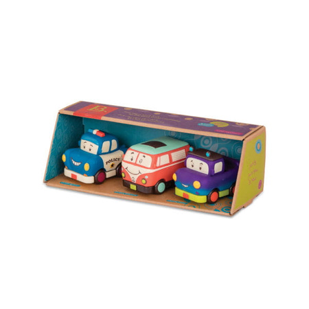 B.toys Autka miękkie wersja MINI – zestaw 3 sztuk, z pick-upem