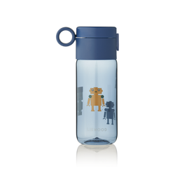 Liewood butelka, bidon tritanowy,odporna, bezpieczna, silikonowy ustnik, Robot / Indigo blue