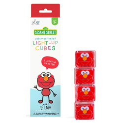 Glo Pals Kostki Sensoryczne Świecące w Wodzie – Elmo Ulica Sezamkowa, 4 szt., Czerwone – Zabawka Kąpielowa LED 3+