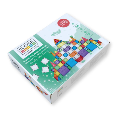 Cleverclixx – Klocki magnetyczne Inventive Pack Intense 110 el. + 15 el. brokatowych GRATIS