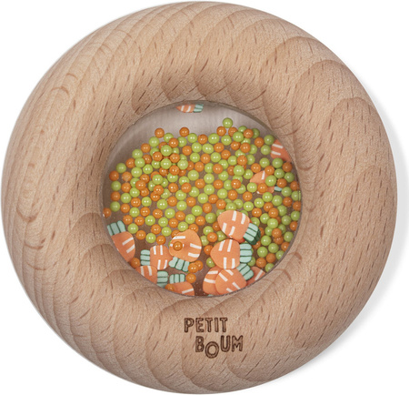 Petit Boum – Drewniana grzechotka sensoryczna DONUTS, Marchewki