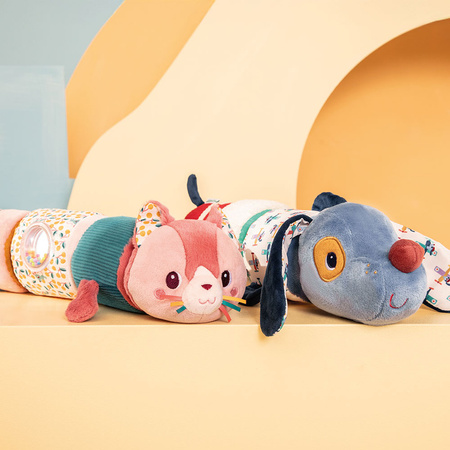 Lilliputiens Wałek dźwiękowy Piesek Jules – 4 elementy sensoryczne dla niemowląt 6m+