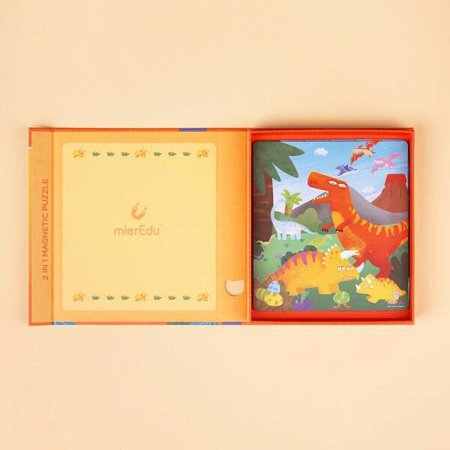 mierEdu Puzzle magnetyczne 2 w 1 - Dinozaury