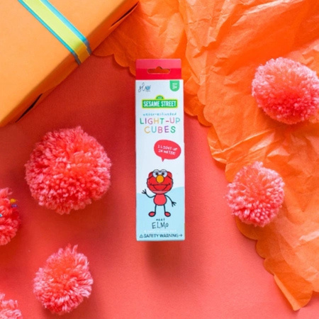 Glo Pals Kostki Sensoryczne Świecące w Wodzie – Elmo Ulica Sezamkowa, 4 szt., Czerwone – Zabawka Kąpielowa LED 3+