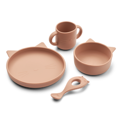 Liewood silikonowy zestaw obiadowy naczyń dla dzieci, Vivi cat  rose