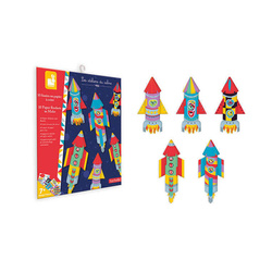 Janod Zestaw kreat Papierowe rakiety z wyrzutnią7+