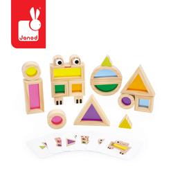 Janod – Klocki drewniane przezroczyste kolorowe sensoryczne 12m+