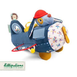 Lilliputiens Przytulanka aktywizująca Samolot Piesek Jules 9m+ – wielofunkcyjna zabawka sensoryczna dla niemowląt