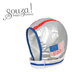 Souza! Miękki hełm astronauty – srebrny z zapięciem na rzep, dodatek do kostiumu Andre i rakiety Ride-on