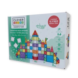 Cleverclixx – Klocki magnetyczne Inventive Pack Intense 110 el. + 15 el. brokatowych GRATIS