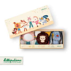 Lilliputiens Zestaw multisensoryczny Piesek Jules – 3 zabawki sensoryczne dla niemowląt 0m+