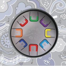 Bębenek językowy Tambu Baby Szary pastell 6” dla dzieci | Instrument muzyczny od 3 lat