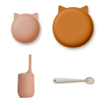 Liewood silikonowy zestaw obiadowy dla dzieci, kot, pale tuscany multi mix