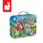 Janod Puzzle w walizce Miasto 36 elementów – układanka dla dzieci 4+