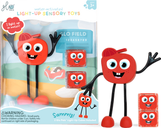 Glo Pals, Postać do kąpieli Sammy - zestaw z dwiema kostkami sensorycznymi świecącymi w wodzie