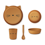 Liewood zestaw obiadowy dla dzieci, rozszerzanie diety, kot golden carmel