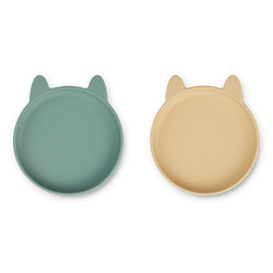 Liewood Olivia plate 2-pack Rabbit peppermint/yell